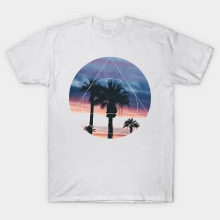 Sunset Palm Trees Geoemtric Photography T-Shirt